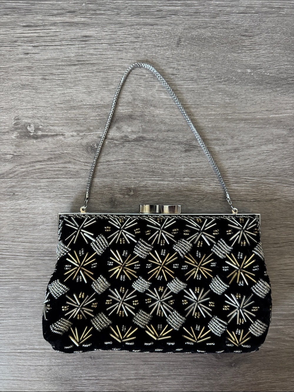 Vintage Walborg Black Beaded Evening Clutch
